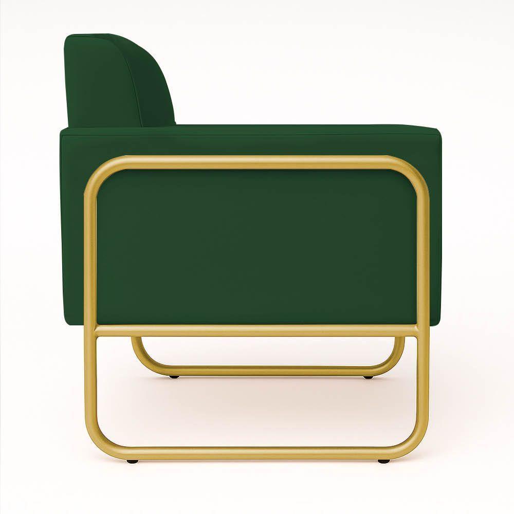 Poltrona Sala Industrial Alta Tubo Dourado Elisa Veludo Verde D03 - D'rossi - 6