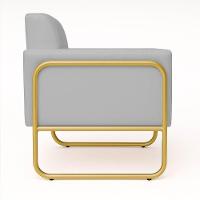 Poltrona Sala Industrial Alta Tubo Dourado Kit 2 Elisa Sintético D03 - D'rossi Cor Cinza - 7