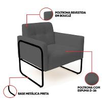 Poltrona Sala Industrial Alta Tubo Preto Kit 2 Elisa Bouclê Grafite D03 - D'rossi - 3