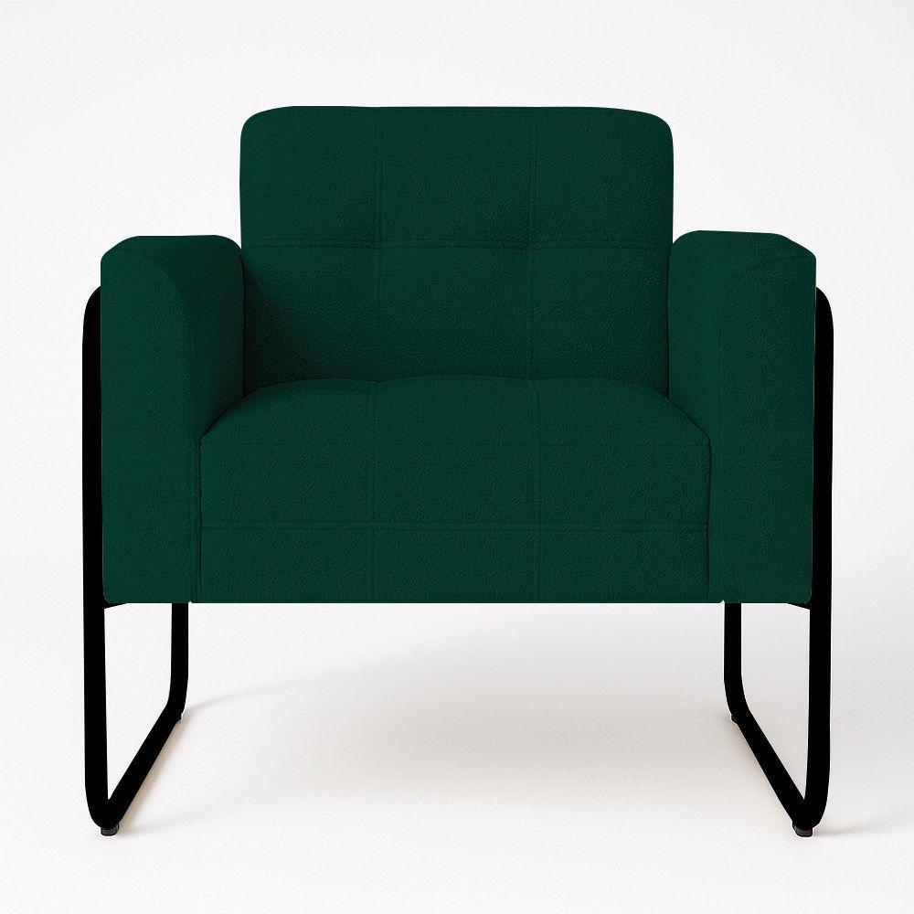 Poltrona Sala Industrial Alta Tubo Preto Elisa Bouclê Verde D03 - D'rossi - 2