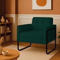 Poltrona Sala Industrial Alta Tubo Preto Elisa Bouclê Verde D03 - D'rossi - 1