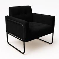 Poltrona Sala Industrial Alta Tubo Preto Elisa Suede Preto D03 - D'rossi - 3