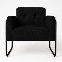 Poltrona Sala Industrial Alta Tubo Preto Elisa Suede Preto D03 - D'rossi - 5