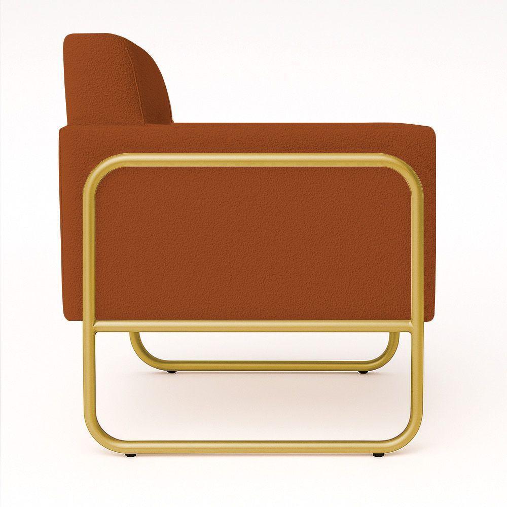 Poltrona Sala Industrial Alta Tubo Dourado Elisa Bouclê Terra D03 - D'rossi - 6