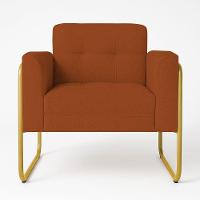 Poltrona Sala Industrial Alta Tubo Dourado Elisa Bouclê Terra D03 - D'rossi - 2