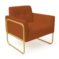 Poltrona Sala Industrial Alta Tubo Dourado Elisa Bouclê Terra D03 - D'rossi - 5