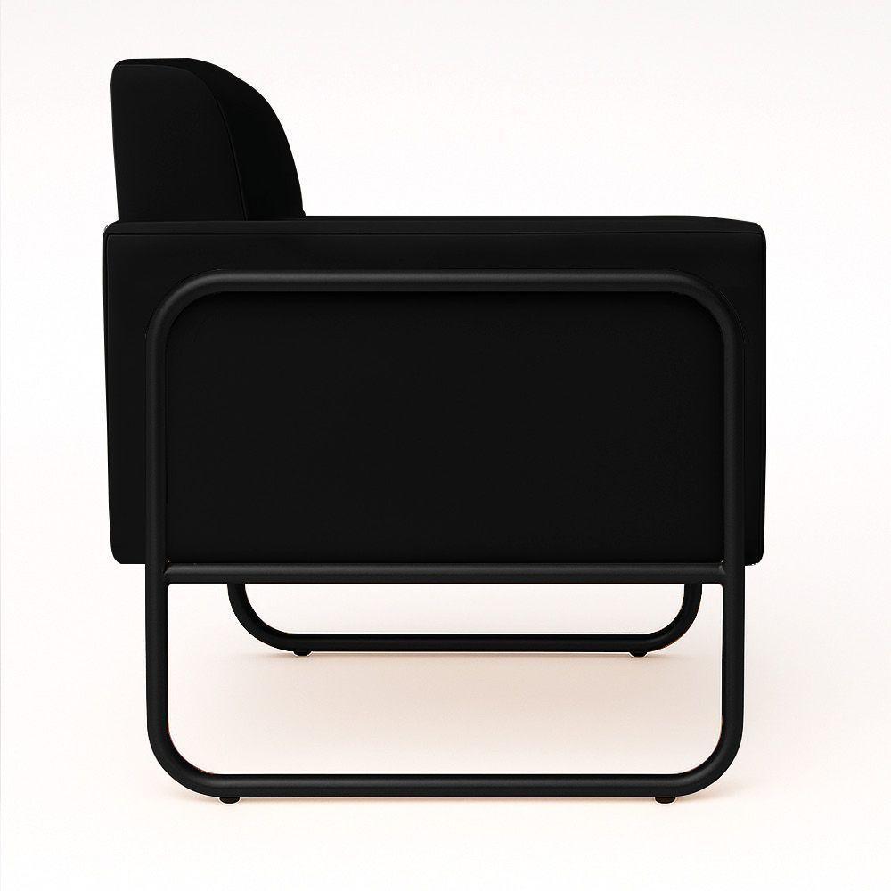 Poltrona Sala Industrial Alta Tubo Preto Kit 2 Elisa Suede D03 - D'rossi Cor Preto - 3