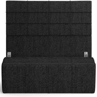 Kit Cabeceira Cama Box Casal 140cm Com Calçadeira Roma W01 Linho Chumbo - Lyam