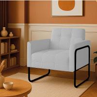 Poltrona Sala Industrial Alta Tubo Preto Elisa Bouclê Cinza D03 - D'rossi - 1