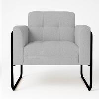 Poltrona Sala Industrial Alta Tubo Preto Elisa Bouclê Cinza D03 - D'rossi - 2