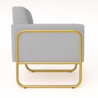 Poltrona Sala Industrial Alta Tubo Dourado Kit 2 Elisa Bouclê D03 - D'rossi Cor Cinza - 7