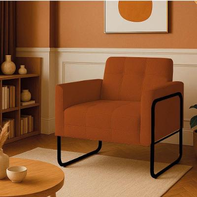 Poltrona Sala Industrial Alta Tubo Preto Elisa Bouclê Terra D03 - D'rossi