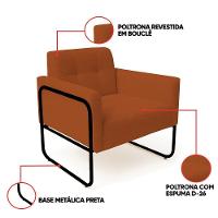 Poltrona Sala Industrial Alta Tubo Preto Elisa Bouclê Terra D03 - D'rossi