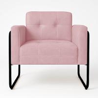 Poltrona Sala Industrial Alta Tubo Preto Kit 2 Elisa Veludo Rosê D03 - D'rossi - 6