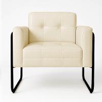 Poltrona Sala Industrial Alta Tubo Preto Kit 2 Elisa Sintético D03 - D'rossi Cor Bege - 3