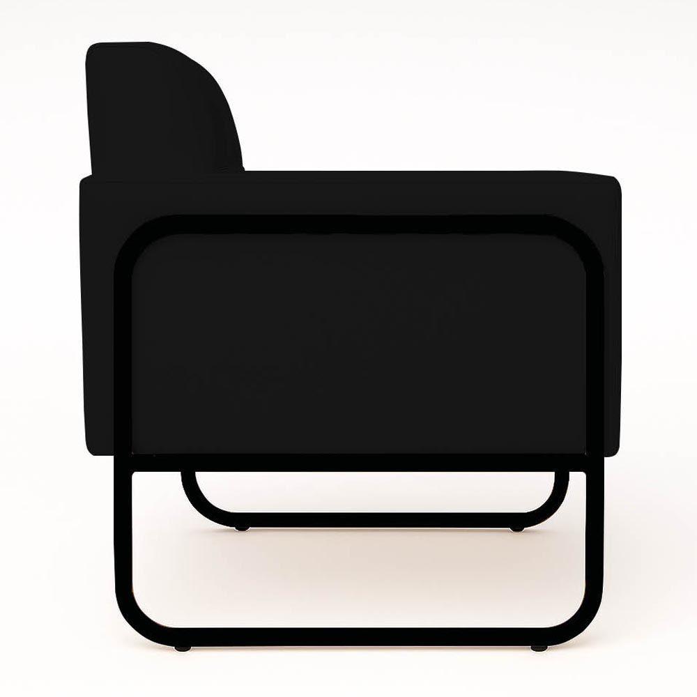 Poltrona Sala Industrial Alta Tubo Preto Kit 2 Elisa Sintético Preto D03 - D'rossi - 7