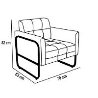 Poltrona Sala Industrial Alta Tubo Preto Kit 2 Elisa Linho Bege D03 - D'rossi