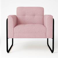 Poltrona Sala Industrial Alta Tubo Preto Kit 2 Elisa Bouclê Rosê D03 - D'rossi - 5