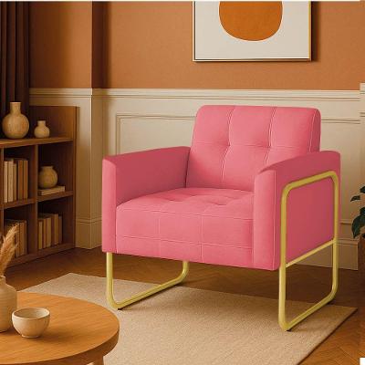 Poltrona Sala Industrial Alta Tubo Dourado Elisa Suede D03 - D'rossi Cor Rose