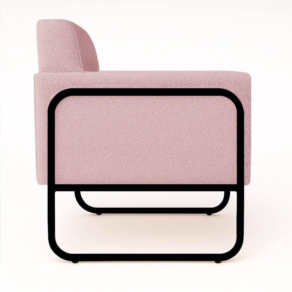Poltrona Sala Industrial Alta Tubo Preto Elisa Bouclê D03 - D'rossi Cor Rose - 6