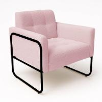 Poltrona Sala Industrial Alta Tubo Preto Elisa Bouclê D03 - D'rossi Cor Rose - 5