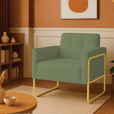 Poltrona Sala Industrial Alta Tubo Dourado Elisa Bouclê D03 - D'rossi Cor Pistache