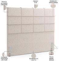 Kit Cabeceira Cama Box Queen 160cm Com Calçadeira Roma W01 Linho Cru - Lyam - 5