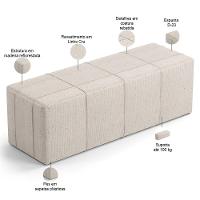 Kit Cabeceira Cama Box Queen 160cm Com Calçadeira Roma W01 Linho Cru - Lyam - 6