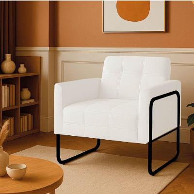 Poltrona Elisa Bouclé Off White D03 Sala Industrial Off White Preto D'Rossi