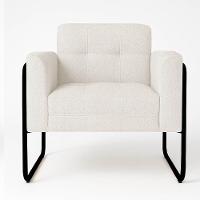 Poltrona Sala Industrial Alta Tubo Preto Elisa Bouclê Off White D03 - D'rossi