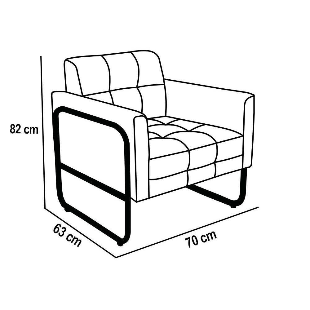 Poltrona Sala Industrial Alta Tubo Preto Kit 2 Elisa Linho D03 - D'rossi Cor Grafite - 4