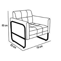 Poltrona Sala Industrial Alta Tubo Preto Kit 2 Elisa Linho D03 - D'rossi Cor Grafite