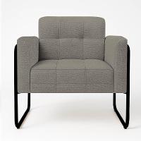 Poltrona Sala Industrial Alta Tubo Preto Kit 2 Elisa Linho D03 - D'rossi Cor Grafite - 5