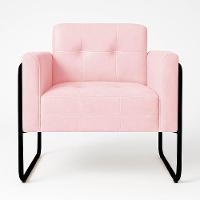 Poltrona Sala Industrial Alta Tubo Preto Kit 2 Elisa Suede D03 - D'rossi Cor Rosa Bebê - 5