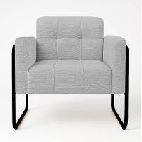 Poltrona Sala Industrial Alta Tubo Preto Kit 2 Elisa Linho D03 - D'rossi Cor Cinza - 5