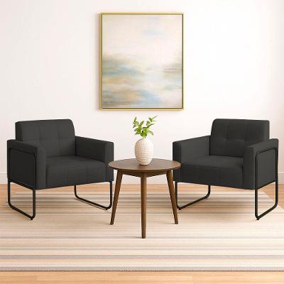 Poltrona Sala Industrial Alta Tubo Preto Kit 2 Elisa Sintético Grafite D03 - D'rossi