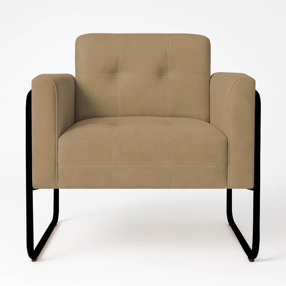 Poltrona Sala Industrial Alta Tubo Preto Elisa Suede D03 - D'rossi Cor Marrom Rato - 2