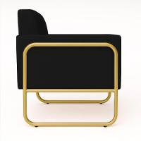 Poltrona Sala Industrial Alta Tubo Dourado Kit 2 Elisa Veludo D03 - D'rossi Cor Preto - 7