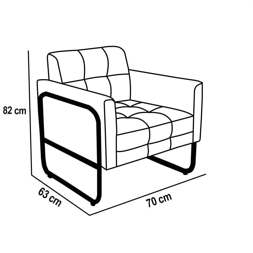 Poltrona Sala Industrial Alta Tubo Preto Kit 2 Elisa Veludo D03 - D'rossi Cor Bege - 4