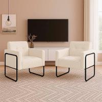 Poltrona Sala Industrial Alta Tubo Preto Kit 2 Elisa Veludo D03 - D'rossi Cor Bege - 1