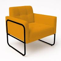 Poltrona Sala Industrial Alta Tubo Preto Elisa Bouclê Mostarda D03 - D'rossi - 5