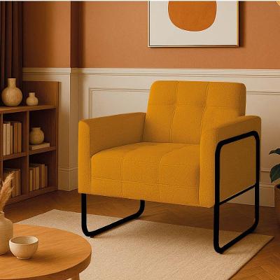 Poltrona Sala Industrial Alta Tubo Preto Elisa Bouclê D03 - D'rossi Cor Mostarda