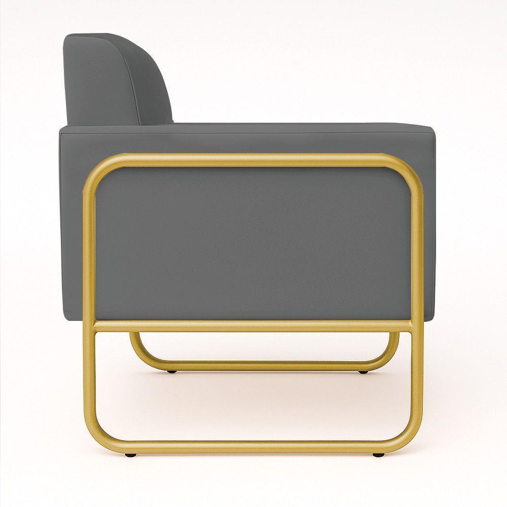 Poltrona Sala Industrial Alta Tubo Dourado Elisa Suede Grafite D03 - D'rossi - 6