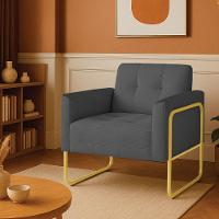 Poltrona Sala Industrial Alta Tubo Dourado Elisa Suede Grafite D03 - D'rossi - 1