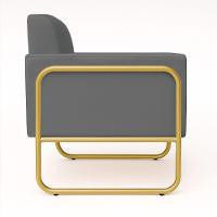 Poltrona Sala Industrial Alta Tubo Dourado Elisa Suede Grafite D03 - D'rossi - 6