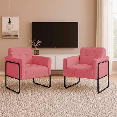 Poltrona Sala Industrial Alta Tubo Preto Kit 2 Elisa Suede D03 - D'rossi Cor Rose