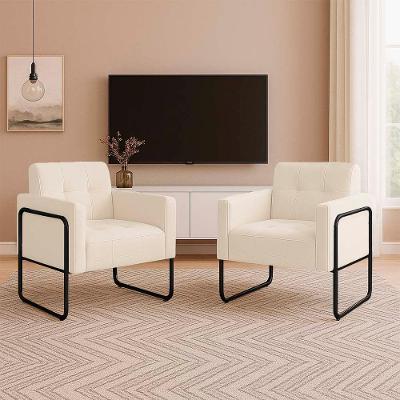 Poltrona Sala Industrial Alta Tubo Preto Kit 2 Elisa Veludo Bege D03 - D'rossi