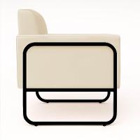 Poltrona Sala Industrial Alta Tubo Preto Kit 2 Elisa Veludo Bege D03 - D'rossi - 7