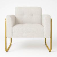 Poltrona Sala Industrial Alta Tubo Dourado Elisa Bouclê D03 - D'rossi Cor Off White - 2