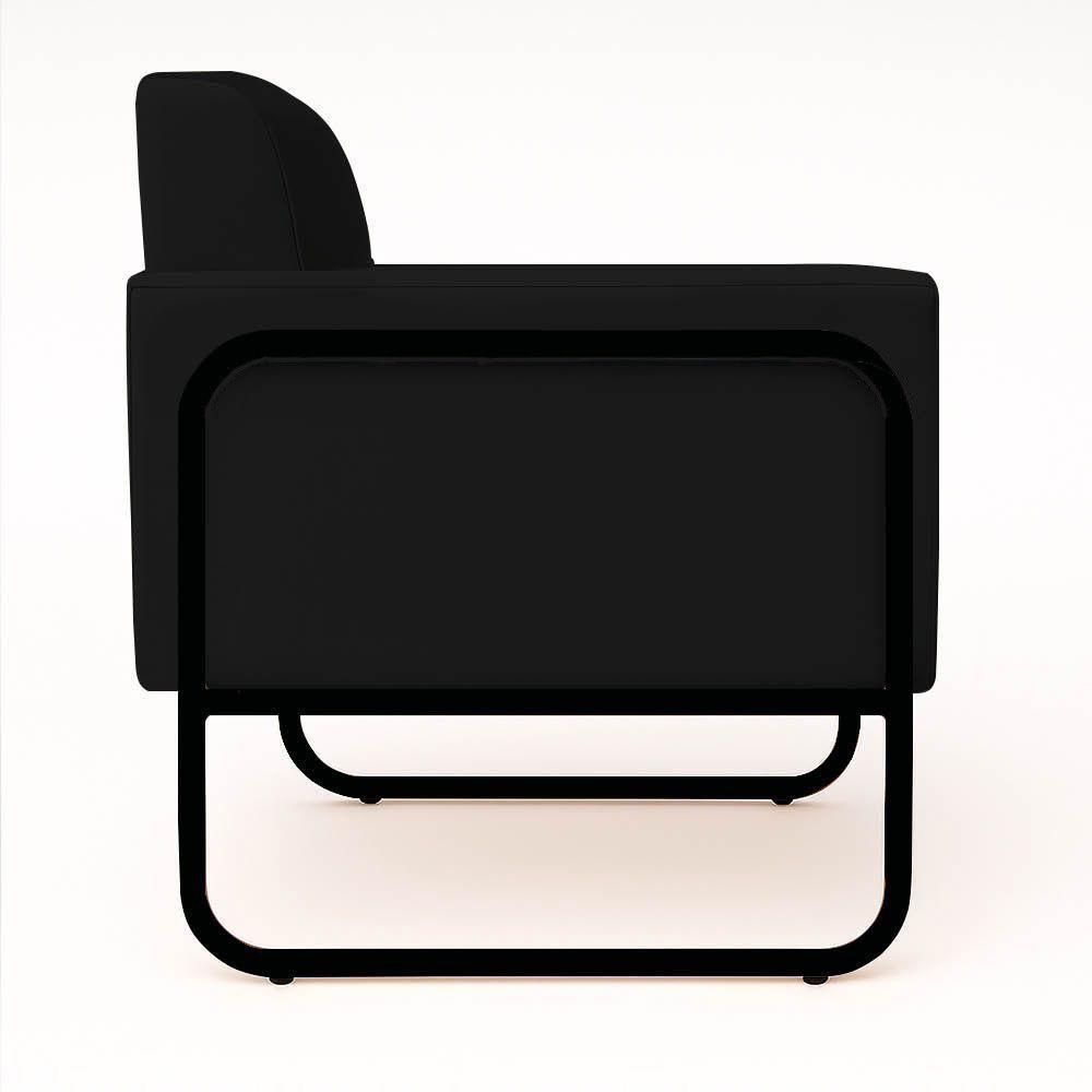 Poltrona Sala Industrial Alta Tubo Preto Kit 2 Elisa Veludo Preto D03 - D'rossi - 2